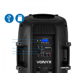 Aktywny zestaw kolumn Vonyx VPS152A 1000 W + statywy + mikrofon